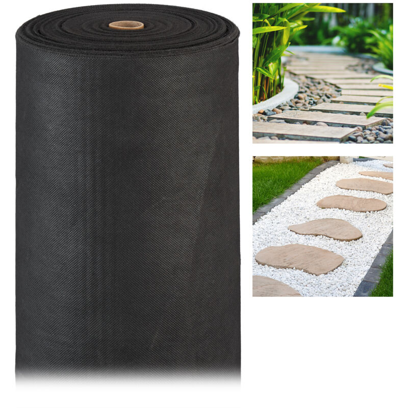 

Malla Antihierbas 150 g/m² Permeable y Resistente a los Rayos UV, Polipropileno, Negro, 50 m