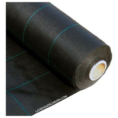 Malla Antihierbas negra 2 x 100 m, 130 gr/m2, Malla geotextil Permeable al Agua Transpirable. Protección contra Malas Hierbas