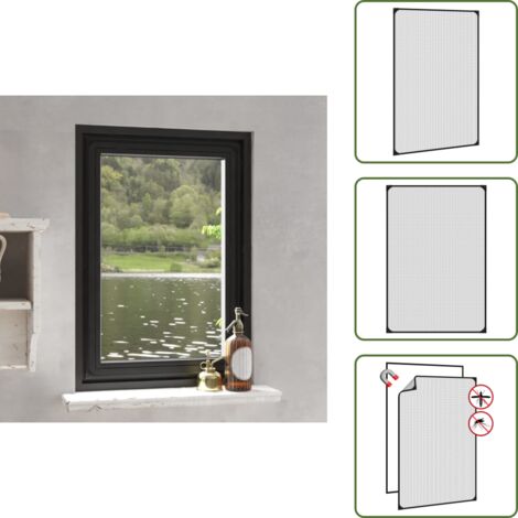 Malla antimosquitos - vidaXL Mosquitera magnética para ventanas gris antracita 80x120 cm - Mosquitera para ventanas