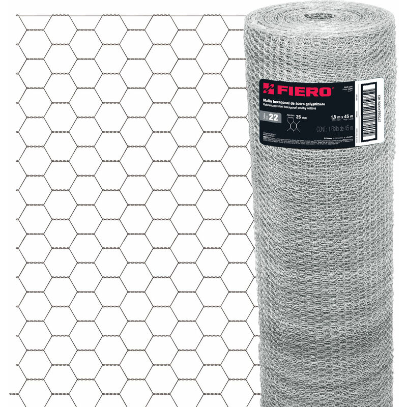 

Malla de acero galvanizado hexagonal, 25mm x 1.50m