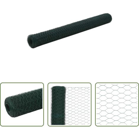 Malla de alambre -  Alambrada de gallinero acero revestimiento PVC verde 25x1,2 m