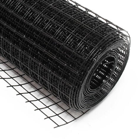 Malla de alambre cuadrada 12x12mm de color negro, rollo 5m y altura 50cm, de acero galvanizado