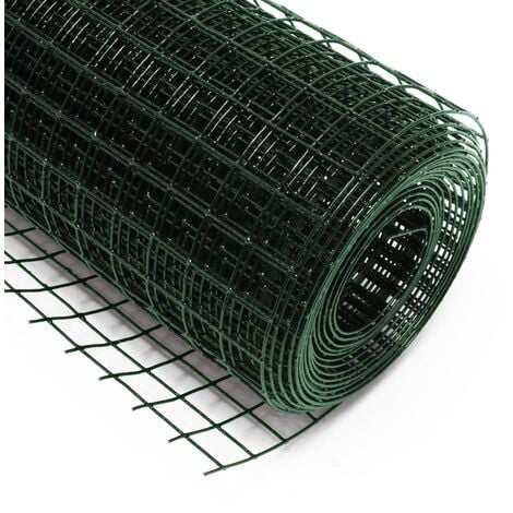 Malla de alambre cuadrada 12x12mm de color verde, rollo 25m y altura 100cm, de acero galvanizado