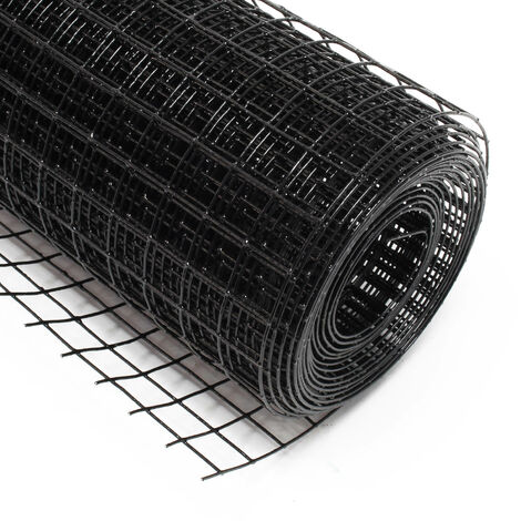 Malla de alambre cuadrada 25x25mm de color negro, rollo 5m largo y 100cm alto, de acero galvanizado