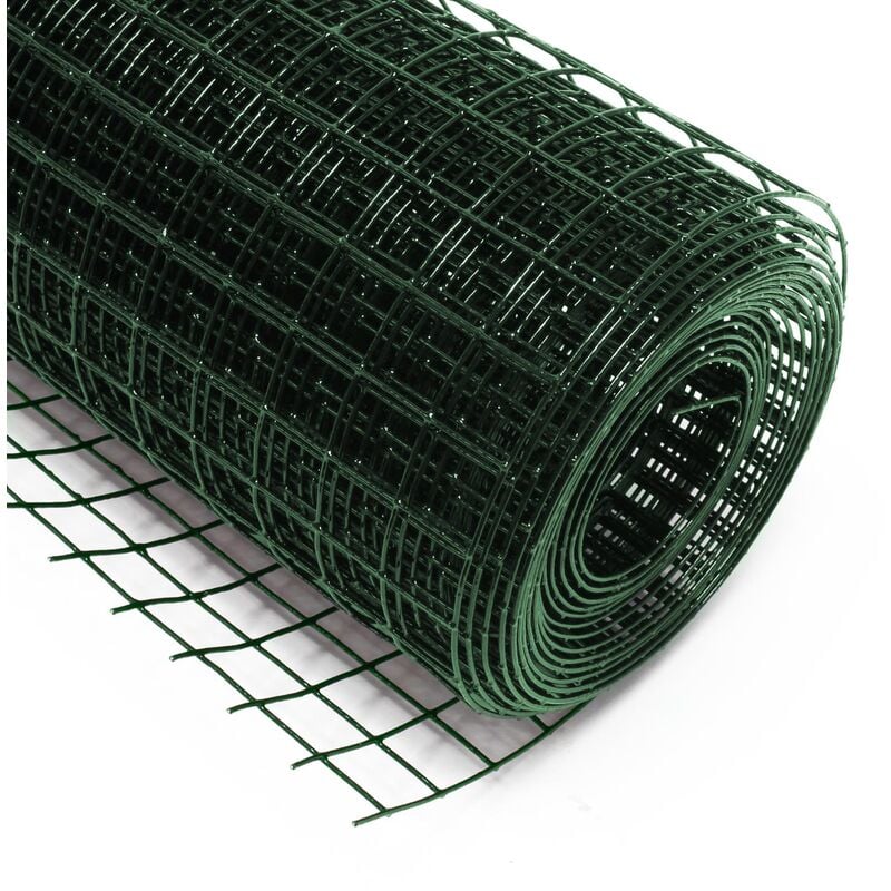 

Malla de alambre cuadrada 25x25mm de color verde, rollo 5m largo y 100cm alto, de acero galvanizado
