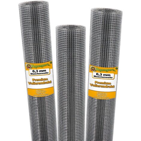 Malla de alambre de aviario de 20 m x 1 m, malla soldada, malla de campañol, 6,3 mm