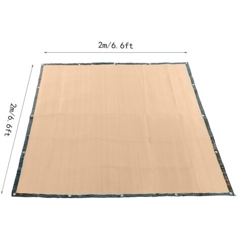 Malla de protección solar y de sombra de HDPE de 2x2 m con anillas de sujeción - Ideal para balcones, jardines y terrazas.