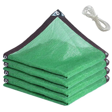 Malla de sombra para jardín – Tejido resistente con refuerzo de 360° – Película de PE verde – 1 pieza + cuerda y material de fijación