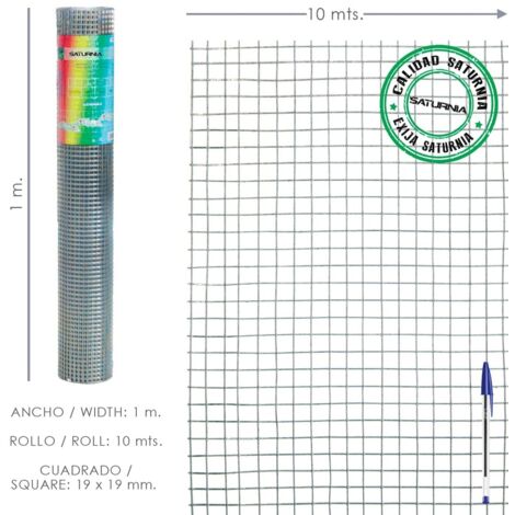 Malla Electrosoldada Galvanizada 19x19 / 100 cm. rollo 10 Metros Uso Domestico
