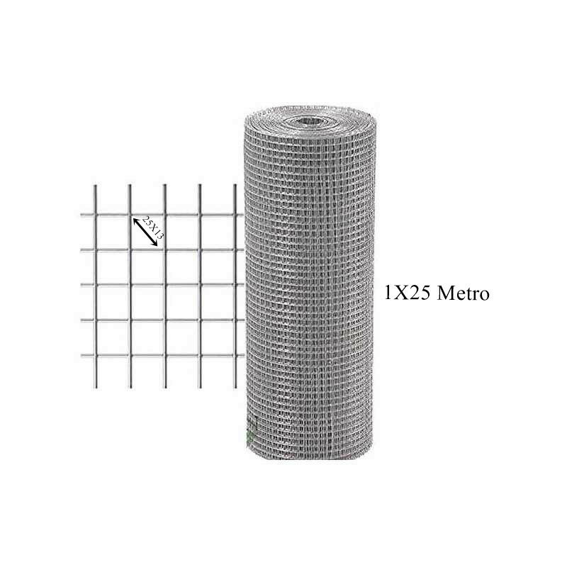 

Mugar - Malla electrosoldada galvanizada 25x13 mm luz, 1.75 mm diámetro de alambre. Rollo de 25 m