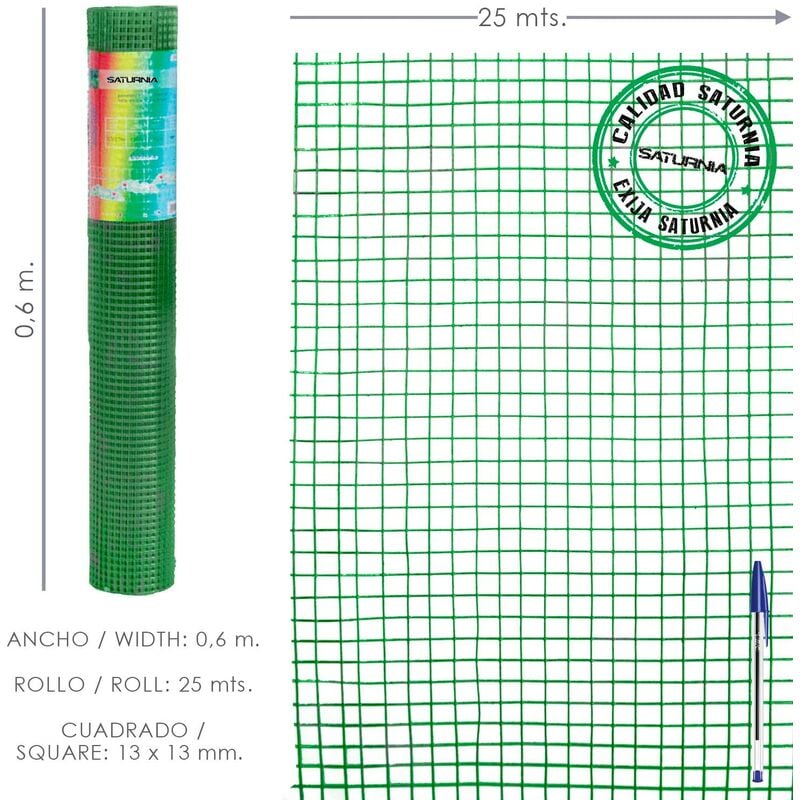 

Malla Electrosoldada Plastificada Corral 13x13 / 60 cm. Rollo 25 metros