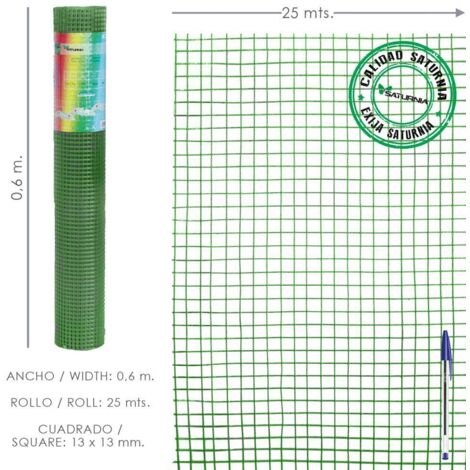 Malla Electrosoldada Plastificada Corral 13x13 / Altura 60 cm. / Rollo 25 metros