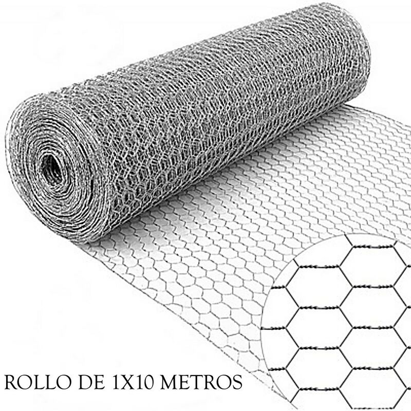 

Malla hexagonal . Diámetro alambre 0,70mm, Rollo 1X10m. Triple TorsiónLuz Malla 31 mm