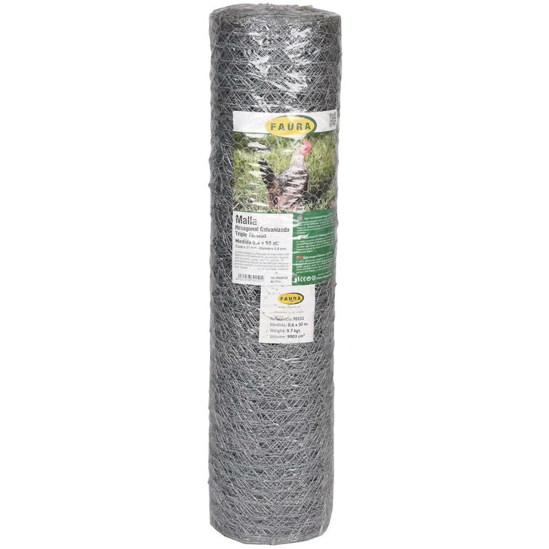 

Malla hexagonal galvanizada 19 mm 1x5 m - Faura