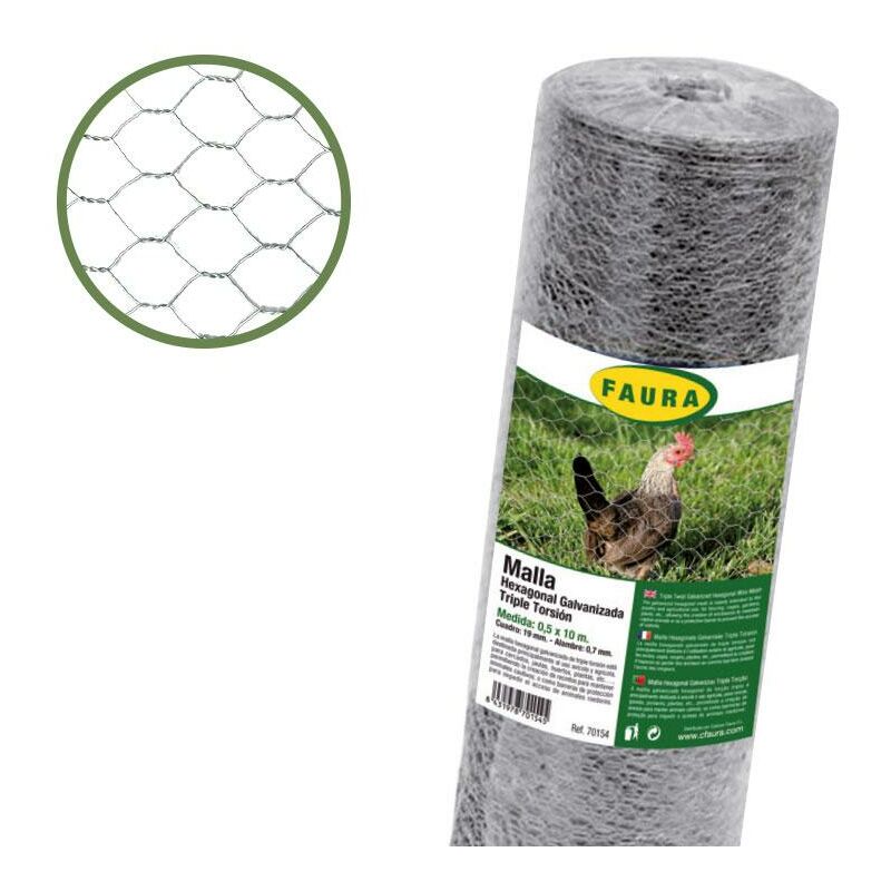 

Malla hexagonal galvanizada 41 mm 0,5 x 10 m
