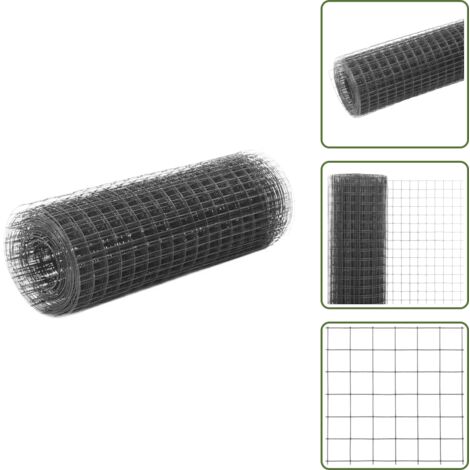 Malla metálica - vidaXL Alambrada de gallinero acero recubrimiento PVC gris 25x0,5 m - Red de acero