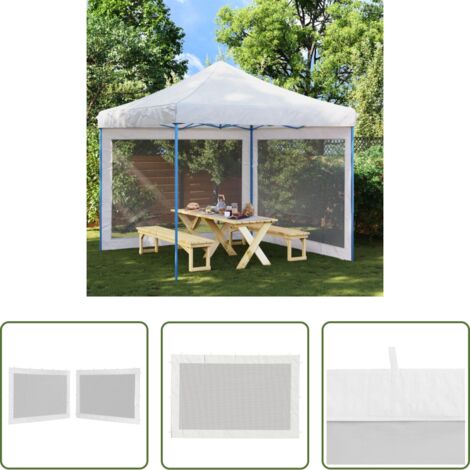 Malla para carpa -  Pared lateral de carpa de fiesta 2 uds malla blanco y negra