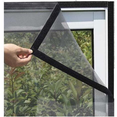 Malla para ventanas de 80 x 120 cm, tejido para ventanas con marco ajustable autoadhesivo, red de protección contra insectos y mosquitos, malla para ventanas desmontable y autoadhesiva (negro)