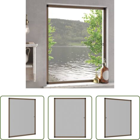 Malla para ventanas -  Mosquitera para ventanas marrón 80x100 cm