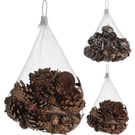 Malla piñas para decorar, 2 modelos, nevadas y sin nevar. basics