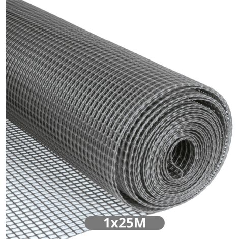 Malla plástico 10x10mm 1x25M Gris