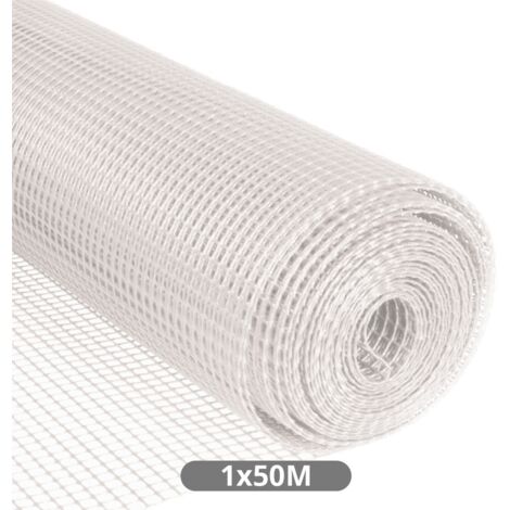 Malla plástico 10x10mm 1x50M Blanco