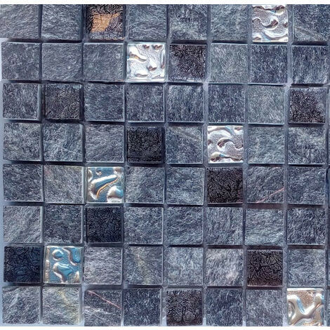 Malla Urales Negro - Mosaique marbre et verre 30x30cm - unité