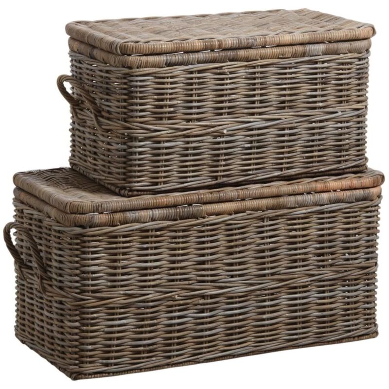 Malle en poelet gris (Lot de 2)