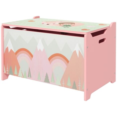 Malle et coffre à jouets-Design animal mignon-Couvercle à charnière de sécurité-Organisation et rangement-60x37x39cm