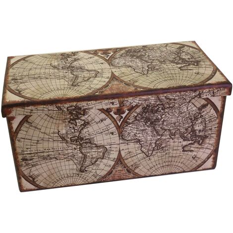 Malle pliante carte du monde rectangulaire cm76x38h38