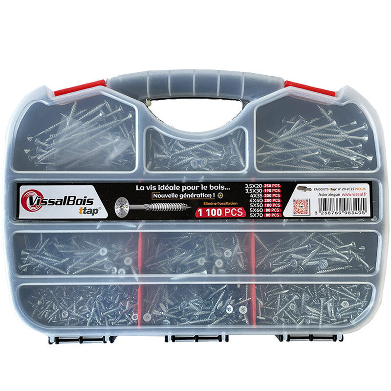 Coffret 1100 vis ttap acier zingué Vissal