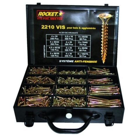 Mallette 2210 vis rocket tetefraise empreinte pozi acier bichromate -