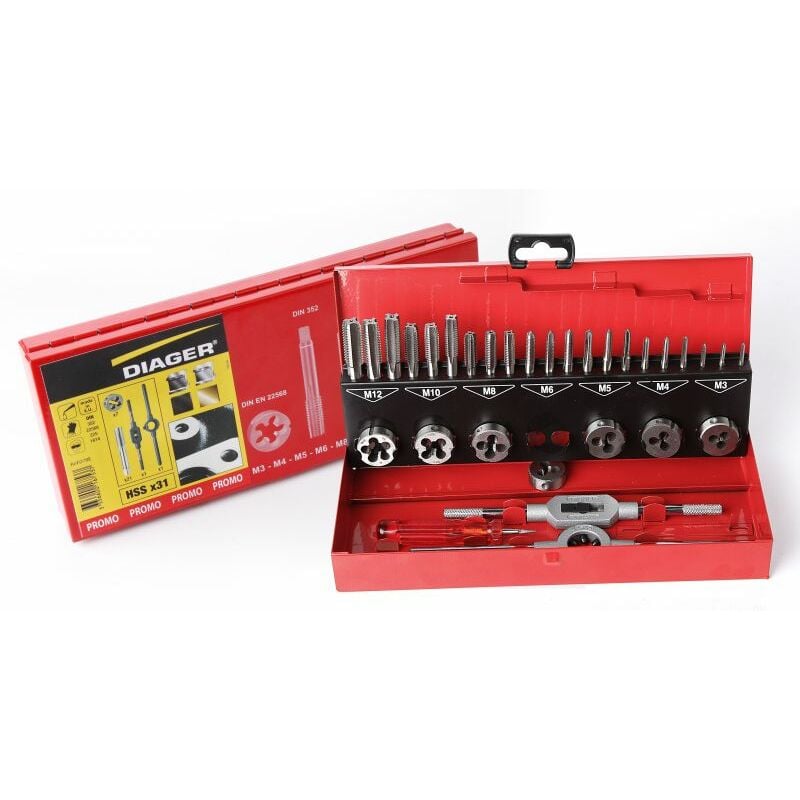 Diager - Mallette tarauds et filières 31 pièces