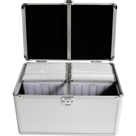Mallette à CD MediaRange BOX75 200 CDs/DVDs/disques Blu-ray aluminium argent (l x H x P) 30.1 x 18 x 19 cm 1 pc(s)