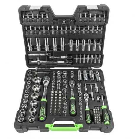 Mallette à outils 179 pièces – Douilles hexagonales 1/2' et 1/4' – Ratchet 72 dents – Accessoires inclus – JBM54046
