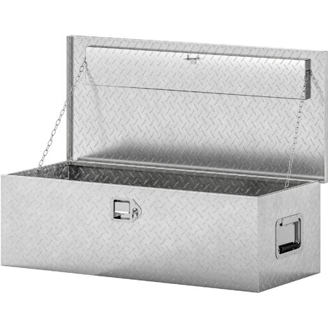 Mallette à outils 43L aluminium avec serrure, 2 clés et poignée latérale, 76,2x33x24,4 cm, argent