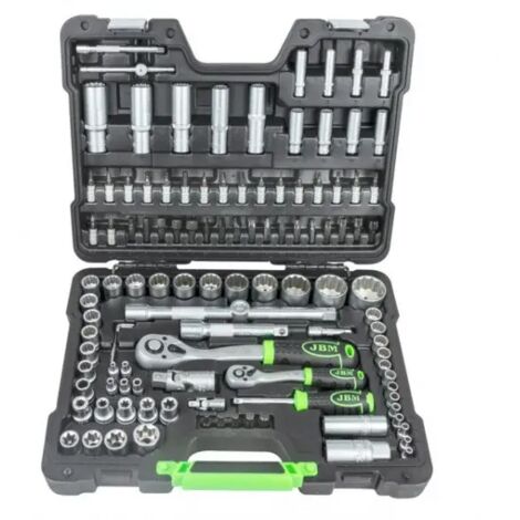 Mallette à outils de 113 pièces avec clés à douille galvanisées à 12 points  JBM54036