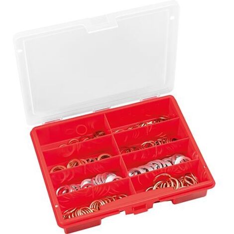 Mallette d’assortiment de bagues d’étanchéité cuivre/aluminium, DIN 7603, 160 pièces