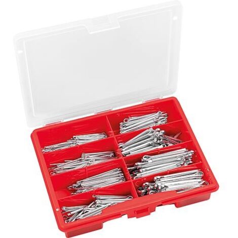 Mallette d’assortiment de goupilles DIN EN ISO 1234 galvanisées zinguées, 525 pièces