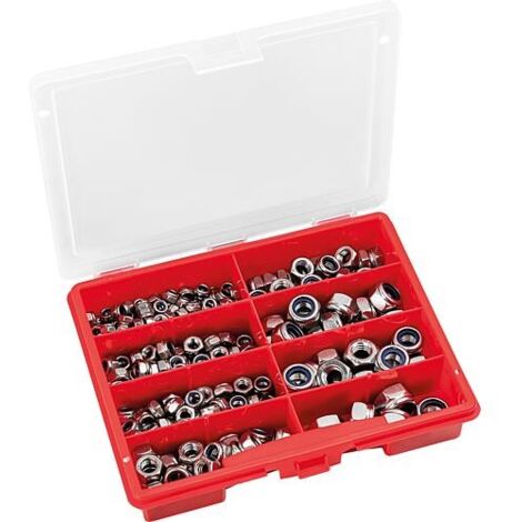 Mallette d’assortiment d’écrous de retenue DIN985 inox A2, 310 pièces