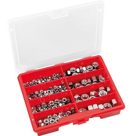 Mallette d’assortiment d’écrous hexagonaux DIN 934 inox A2, 366 pièces
