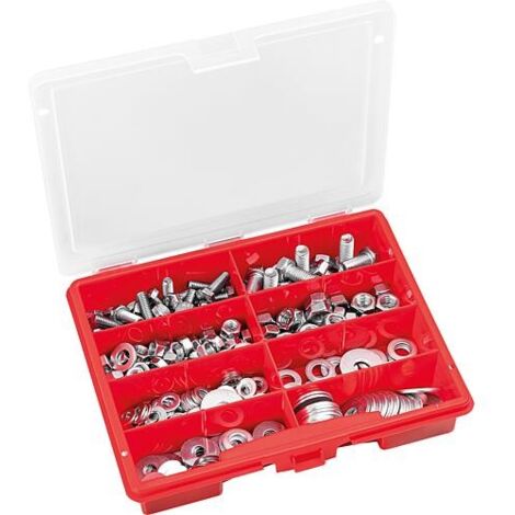 Mallette d’assortiment mixte: DIN933+DIN934+DIN125+DIN9021, 242 pièces