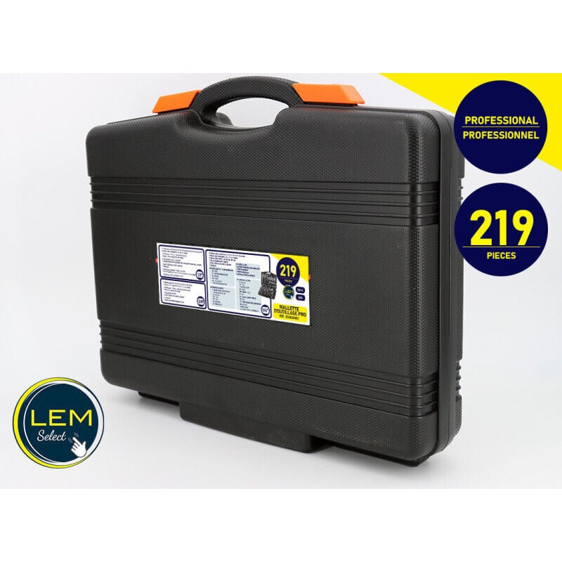Mallette d'outillage PRO 219 pièces avec jeu de douilles et clés à cliquet