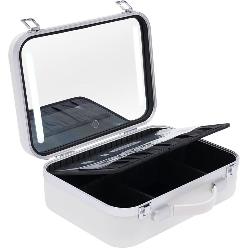 Gojoy - Mallette Maquillage avec Miroir et LED,Valise Maquillage Portable et Étanche,Grand Boîtier de Maquillage pour Les Femmes Professionnelles