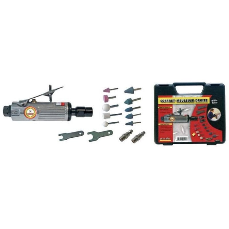 Mecafer - Coffret meuleuse droite + 15 accessoires