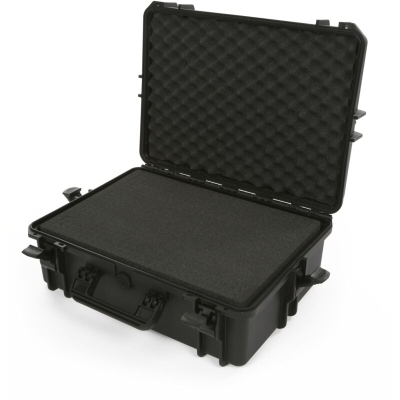 Perel - Mallette à outils vide, mallette rigide, valise rangement, valise outils vide, poignée étanche, avec mousse, verrouillable, 2 serrures, noir,