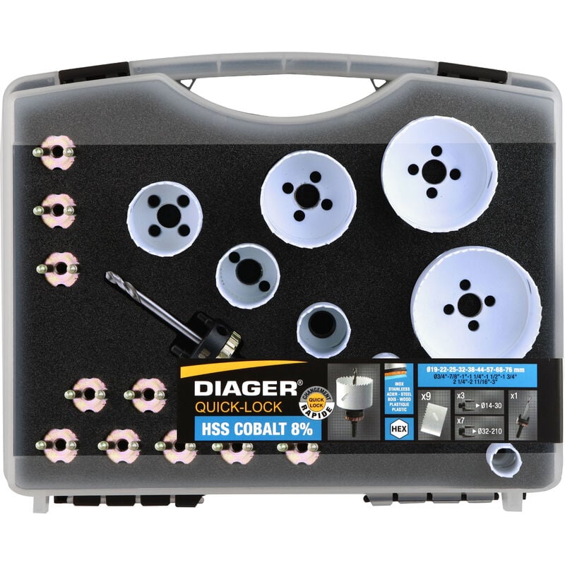 Diager - Mallette scie cloche special maintenance quick lock 20pcs - 656C