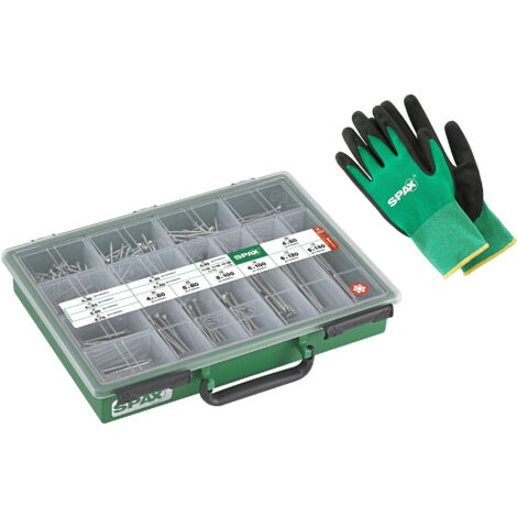 Mallette SPAX grande, jeu de vis 384 vis en 14 dimensions WIROX, + gants - 8000000294570