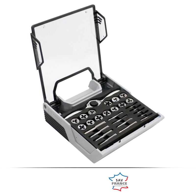 Peugeot Outillage - Mallette tarauds et filières 60 pcs usage courant: 27 tarauds et 27 filières et 6 accessoires