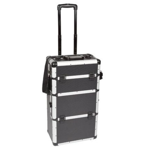 Mallette trolley en aluminium - noir - 370 x 270 x 670 mm